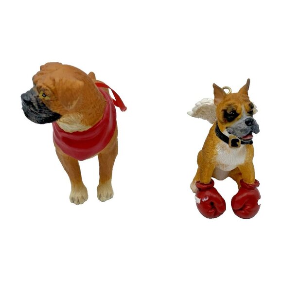 Boxer Dog Christmas Ornament Angel Wings Boxing Gloves Holiday Figurine Decor - Picture 2 of 10